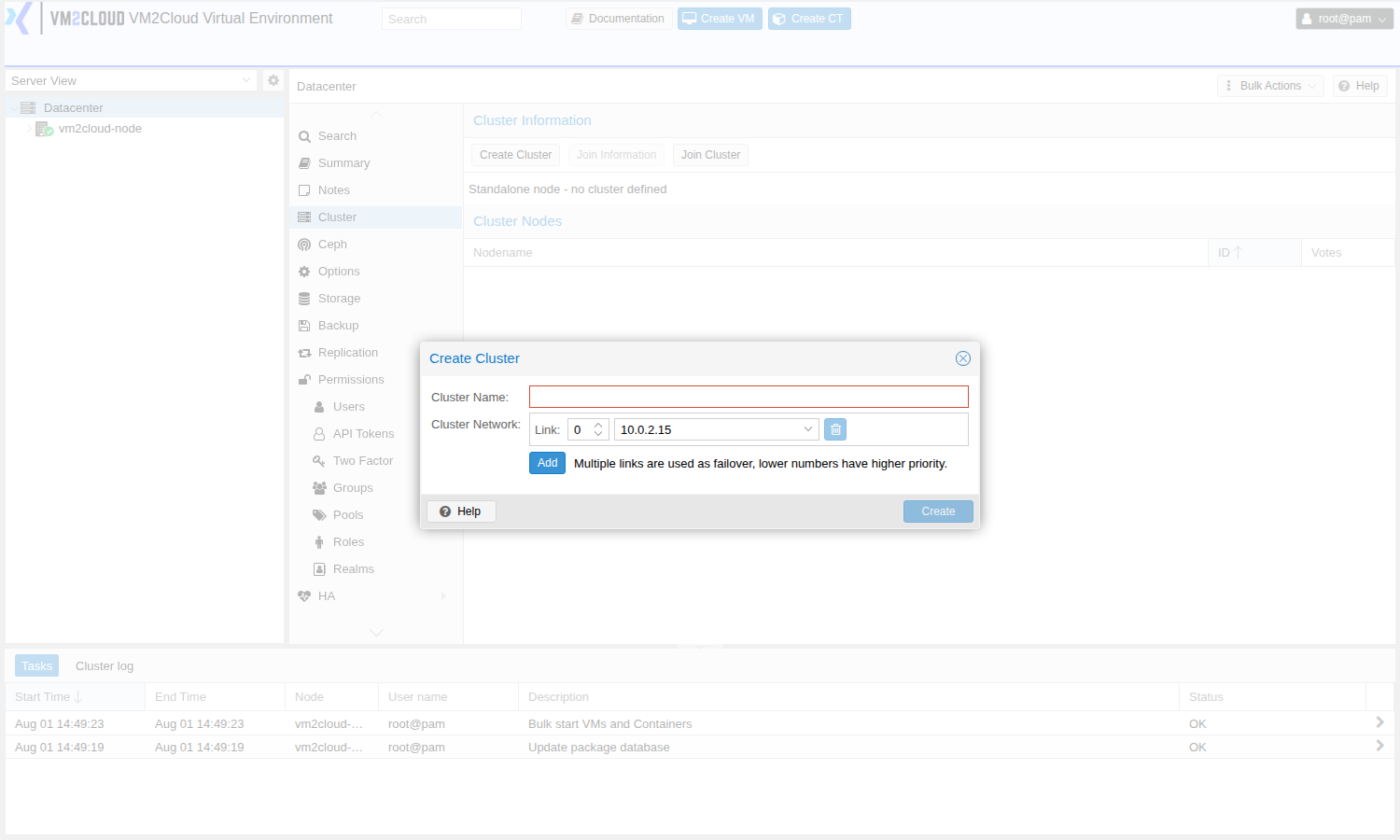 Creating a cluster