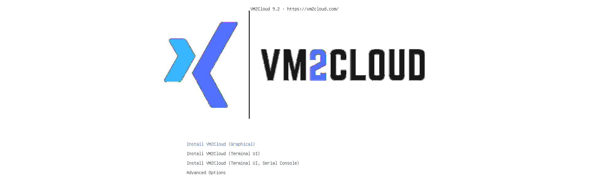 VM2Cloud boot menu